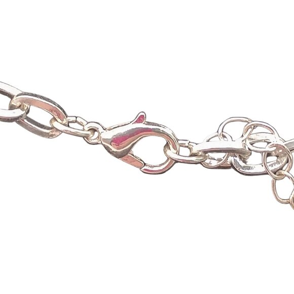 Silver Tone Rhinestone Christmas Tree Pendant Necklace Long Holiday Festive Glam - Picture 5 of 6